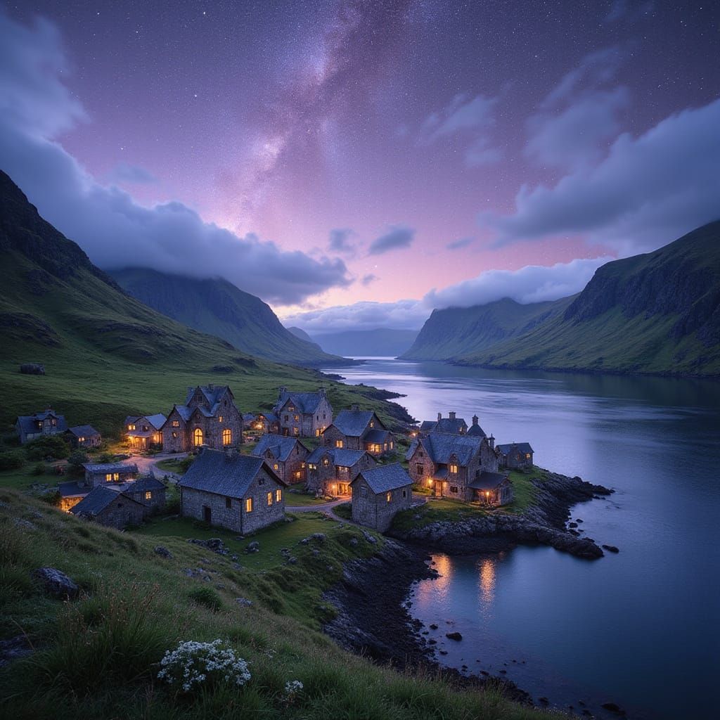 Fantasy Medieval Village with Icelandic Architecture