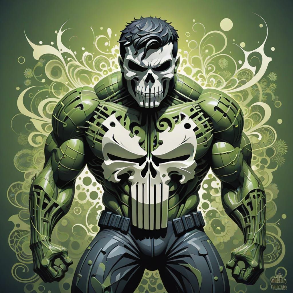 The Punisher: Abstract Vector Fractal in Gouache