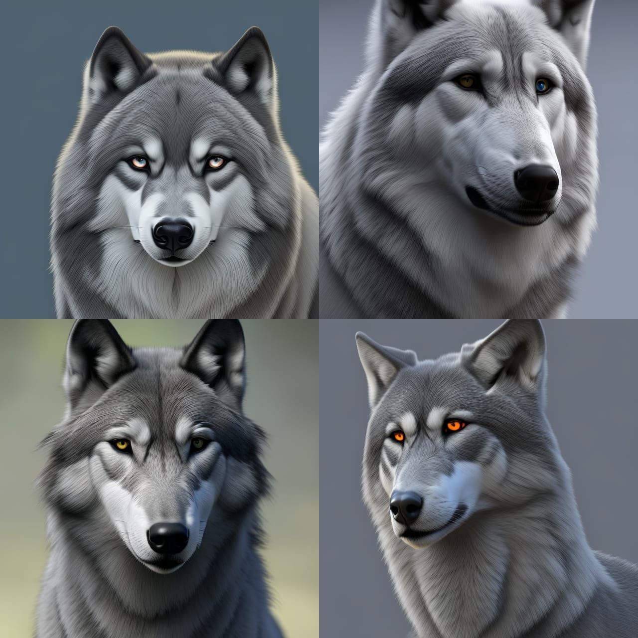 Hyperrealistic Grey Wolf Portrait in 8k Resolution