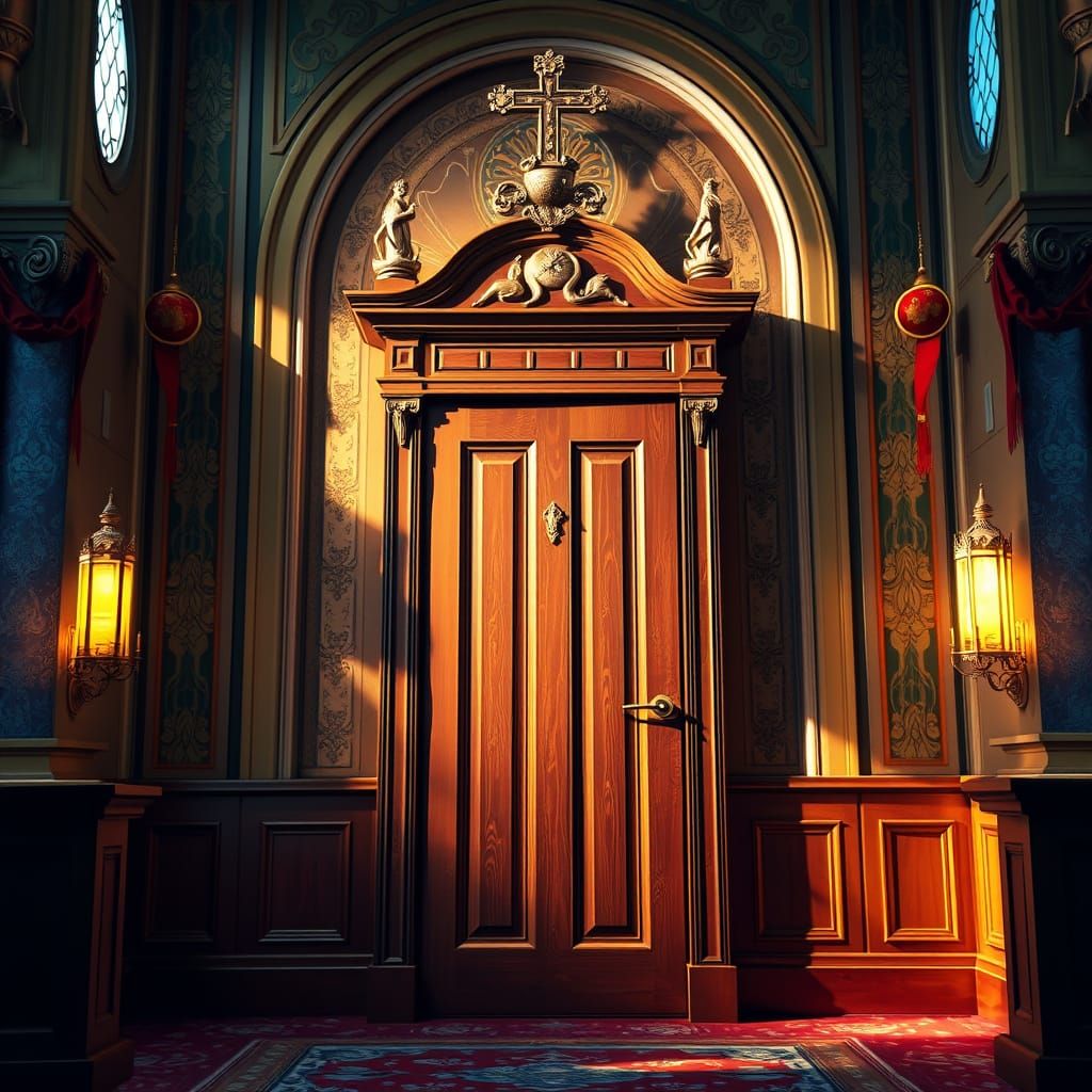 Luxury Church Confessional in Hyperrealistic Style