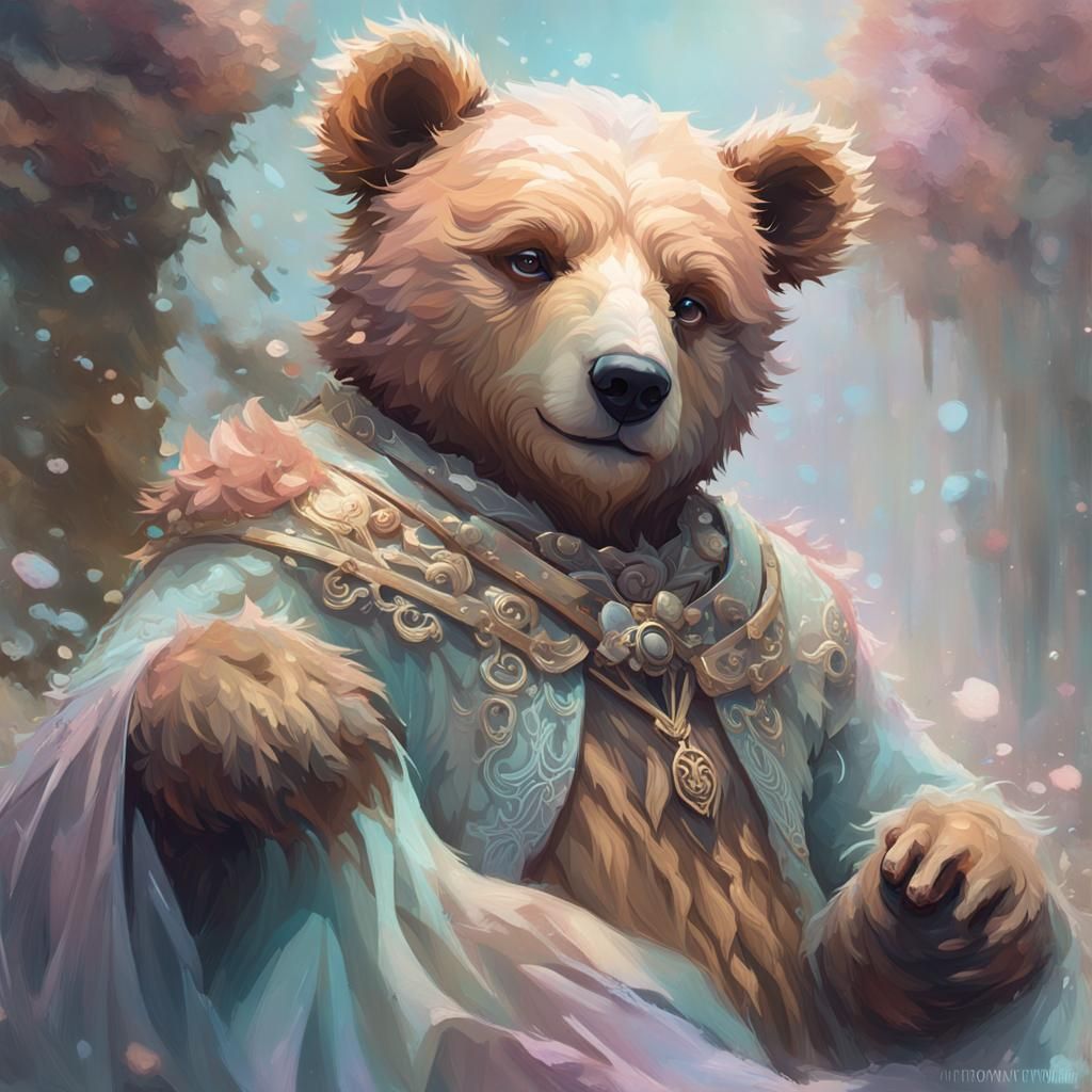 Teddy Bear Portrait in Pastel Colors