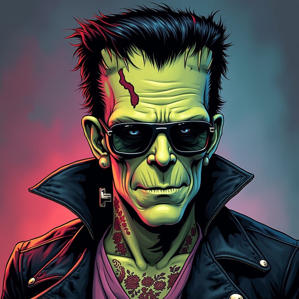 Frankenstein Greaser in 50s Hot Rod Style