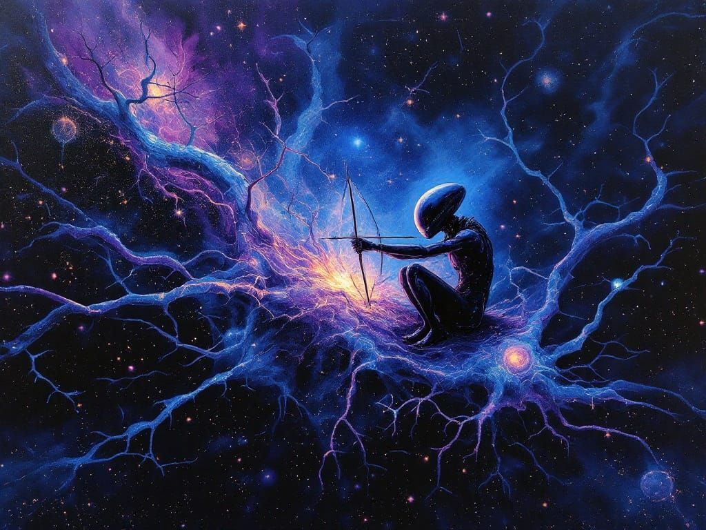 Surreal Cosmic Masterpiece in Impasto Gouache Style