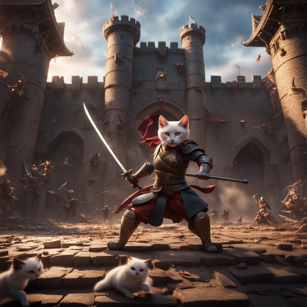 Ronin Warrior Cats Battle in Castle