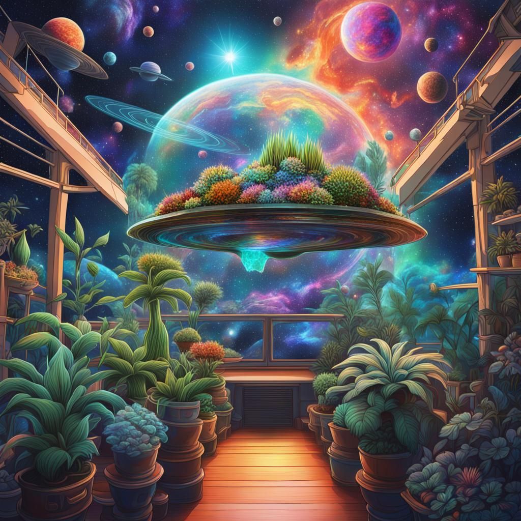 House Plants Revolt in Cosmic Illustration