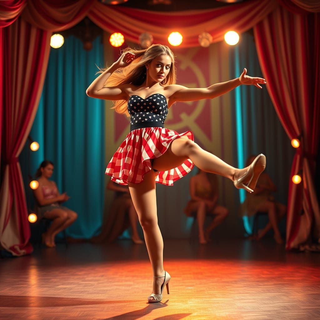 Balletic Beauty Performs Can-Can Dance