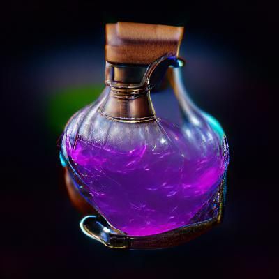 Glowing Alchemic Potion in Glass Vial