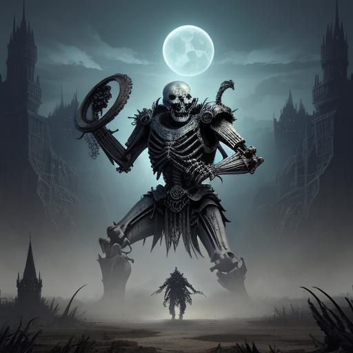 Hellbound Skeleton Screaming in Hyperrealistic Fantasy Castl...