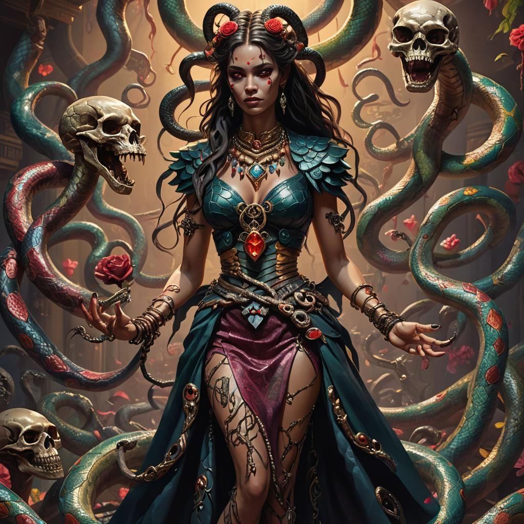 Coatlicue: Aztec Goddess in Hyperrealistic Concept Art