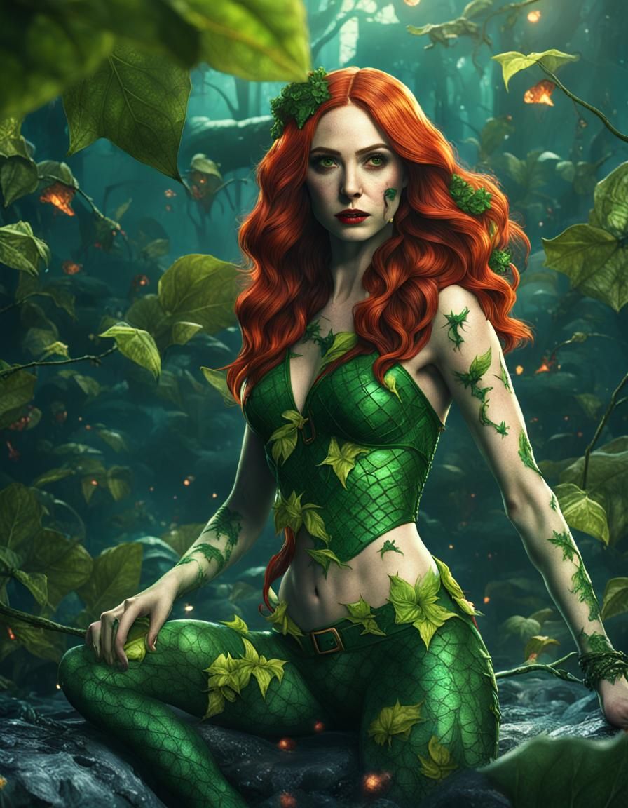 Poison Ivy in Bikini: Detailed Matte Painting