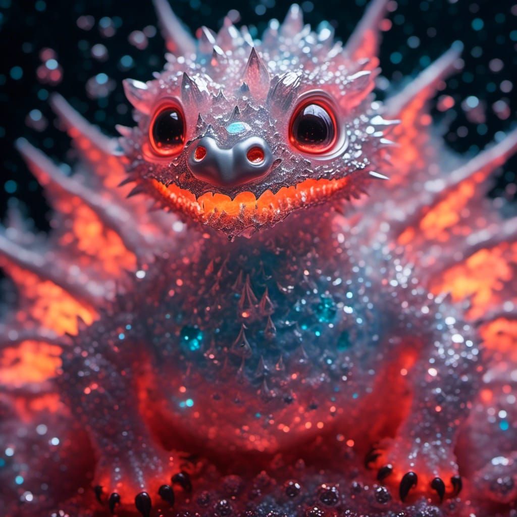 Frosted Crystal Peppermint Dragon Hatchling Microportrait