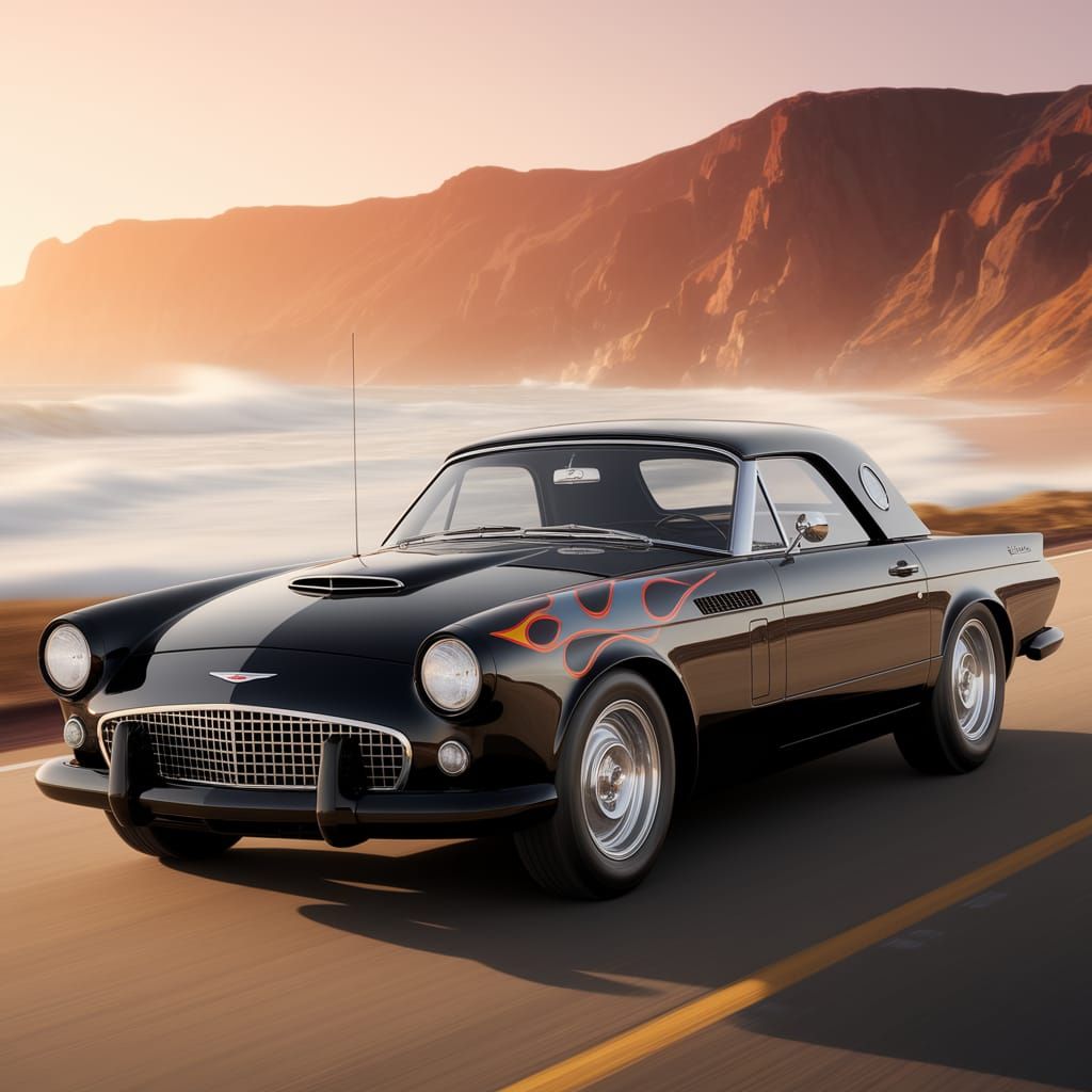 Sleek Hot Rod Ford Thunderbird M Type Cruises California Coa...