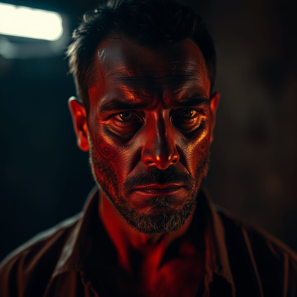 Man with Sprawling Birthmark in Cinematic Portrait