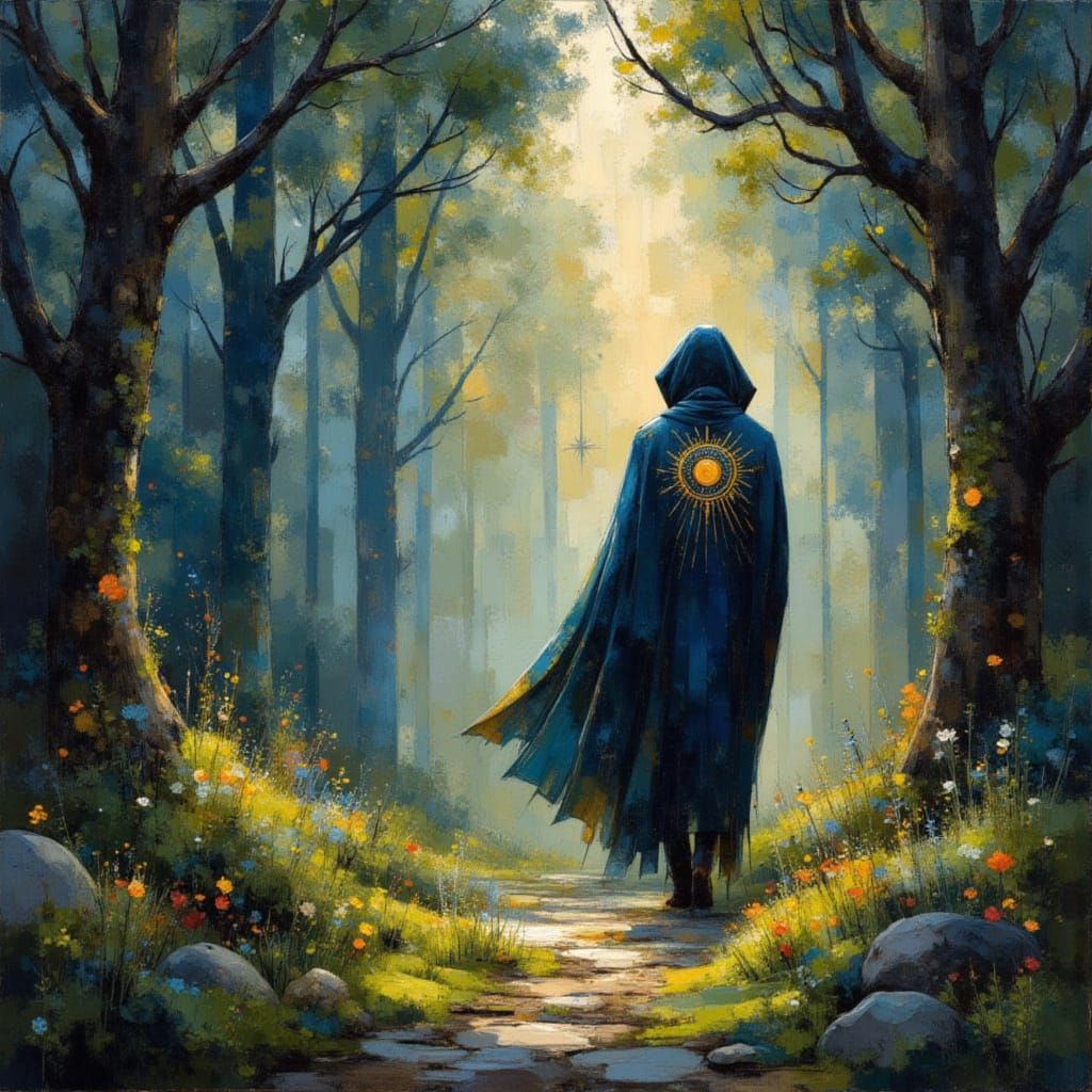 Mystical Forest Guardian in Art Nouveau Style