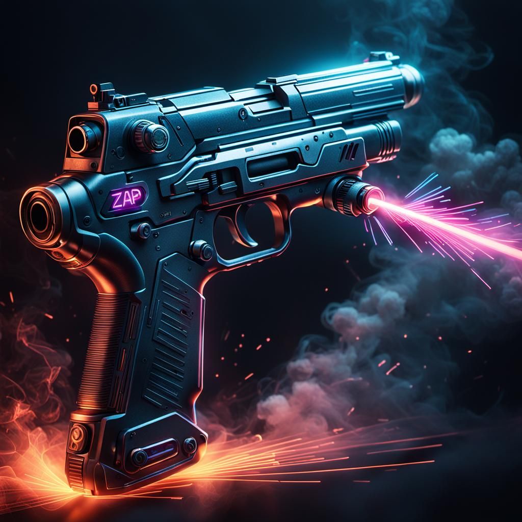 Futuristic Laser Gun Emitting Neon "Zap"