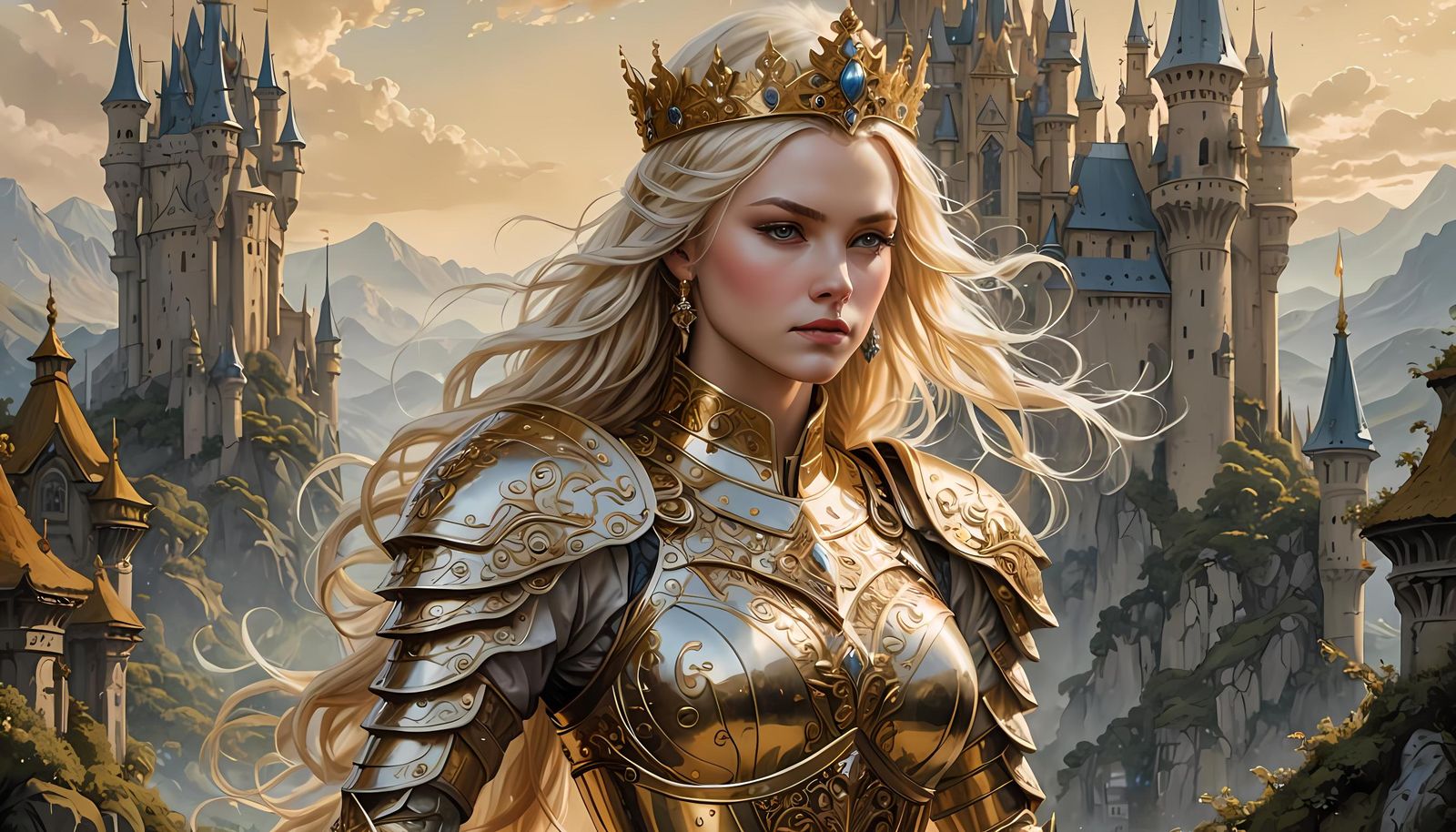 Regal Radiance: The Blonde Warrior Princess