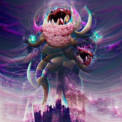 Cosmic Entity Devouring Worlds in Space