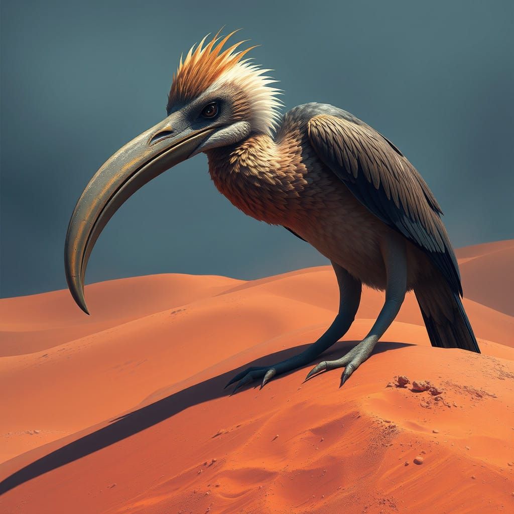 Bird Goddess Amidst Red Dunes