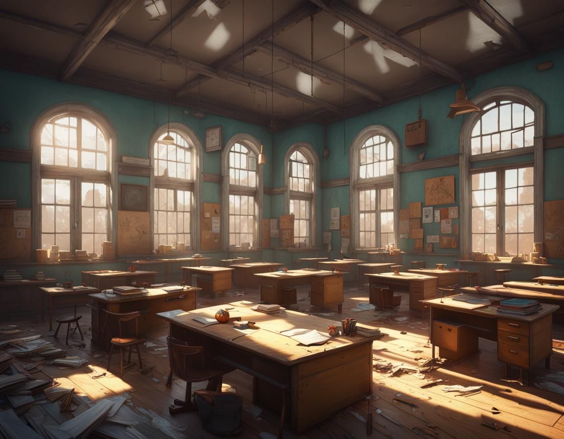 Abandoned Classroom: Hyperdetailed Concept Art