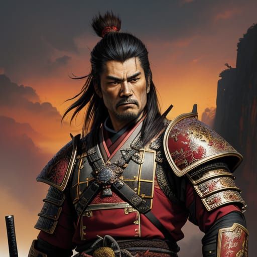 Samurai Warrior Portrait in Heroic Fantasy Style