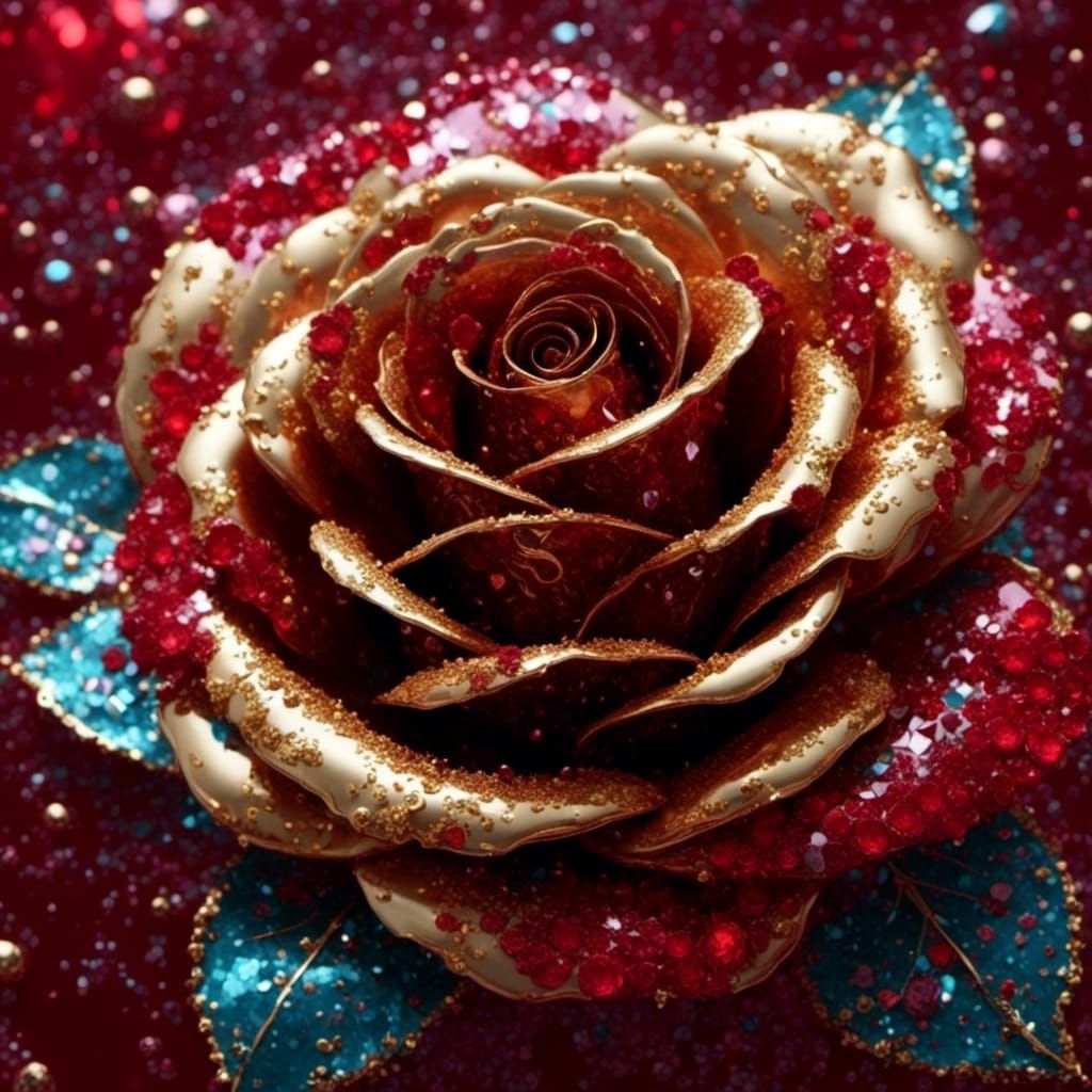 Liquid Metal Roses with Holographic Sparkles