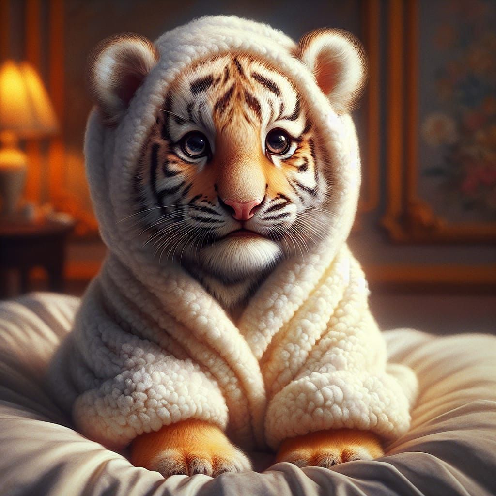 Victorian Baby Tiger Ghost in Oil Painting Style