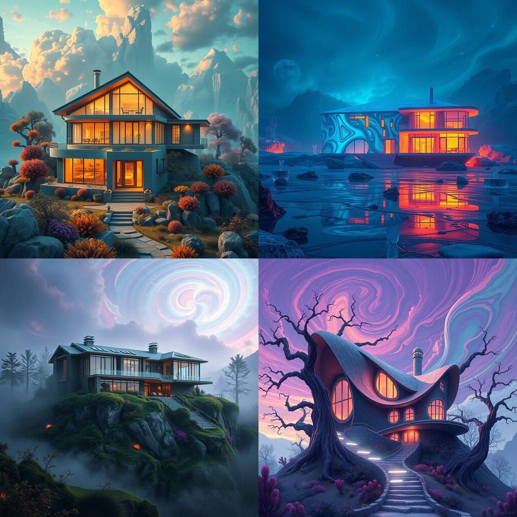 Surreal Modern Abode in Vibrant Fantasy Colors