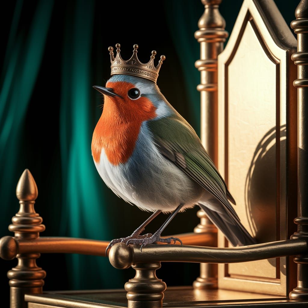 Majestic Robin King on Golden Throne
