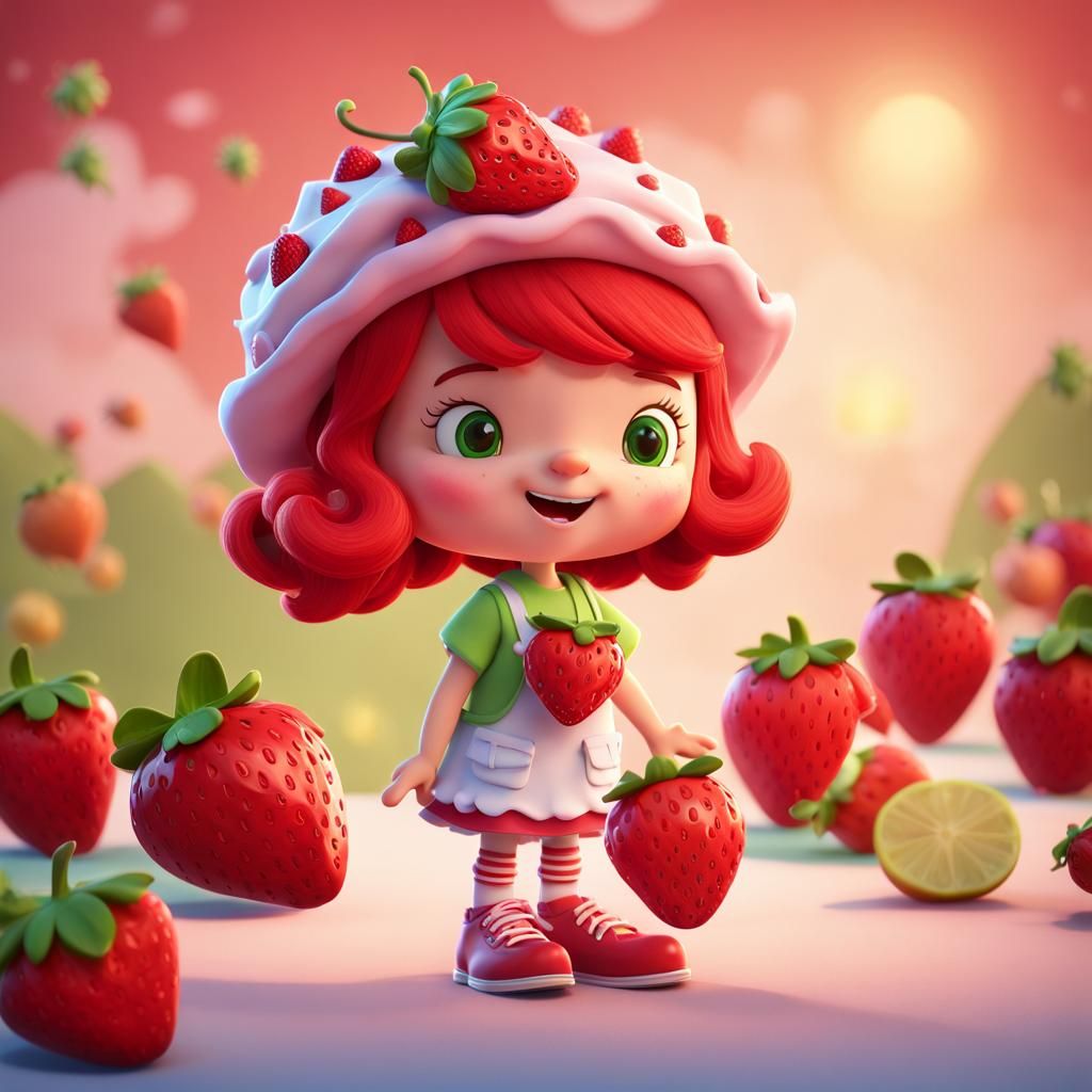 Strawberry Shortcake: Pixar-Style 3D Digital Art
