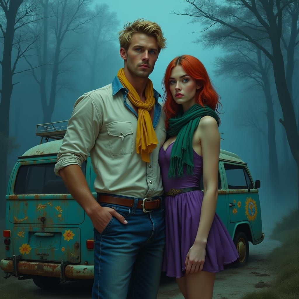 Rugged Adventurers in Post-Apocalyptic Landscape