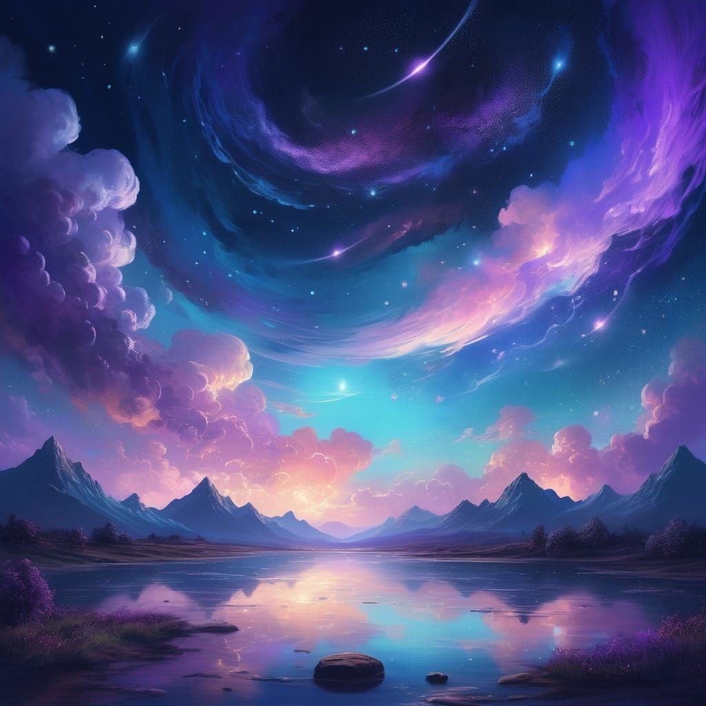 Serene Stars in a Panoramic Night Sky