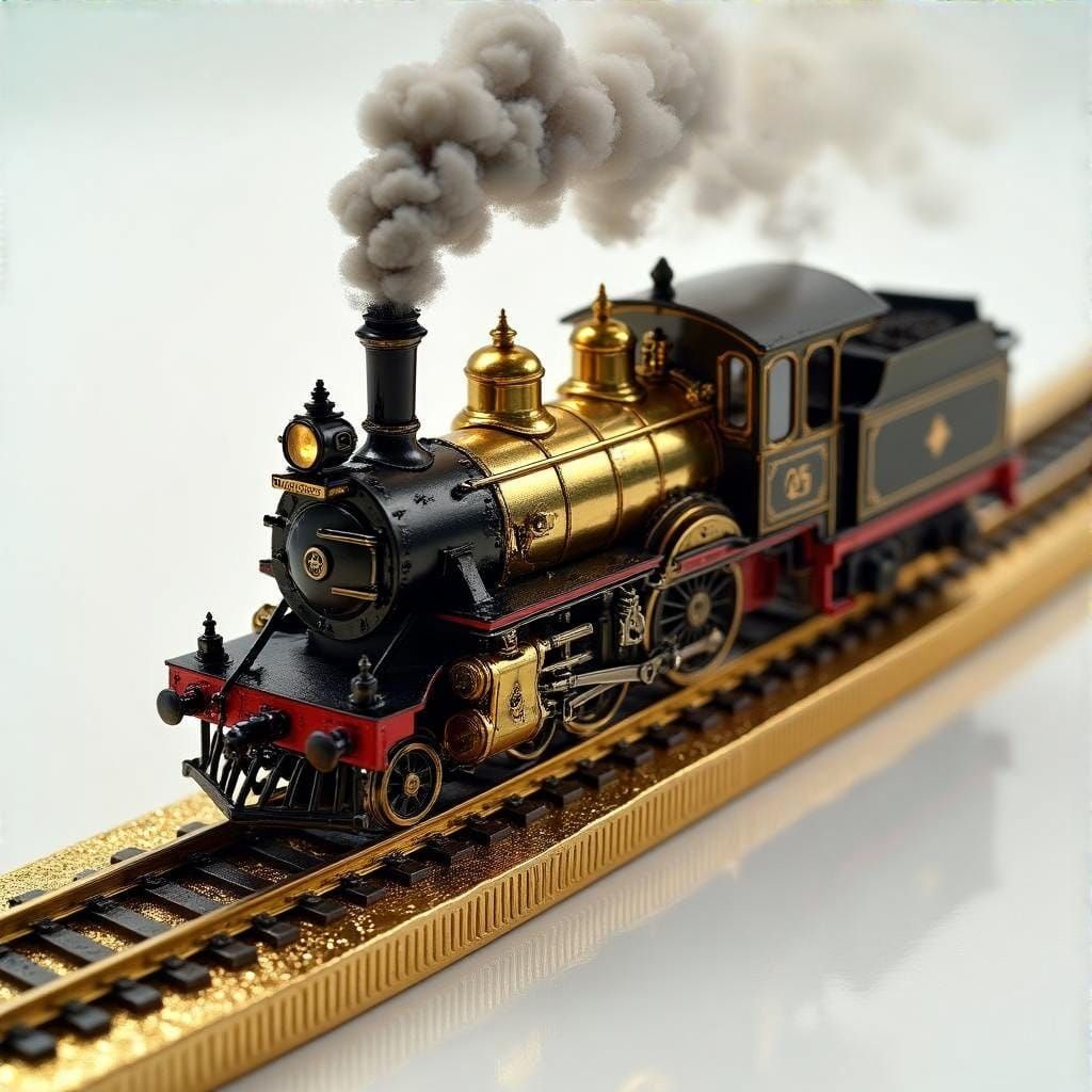 Miniature Steam Train Chugs Around Glittering Gold Coin