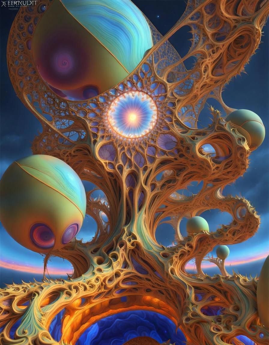 Abstract Geometric Fractal Painting in Hyperreal Detail