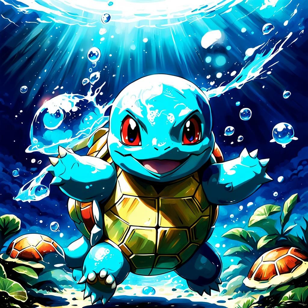 Squirtle in Anime Key Visual Style