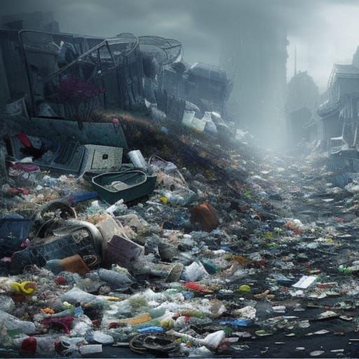 Dramatic Rolling Hills of Trash Under Grey Sky