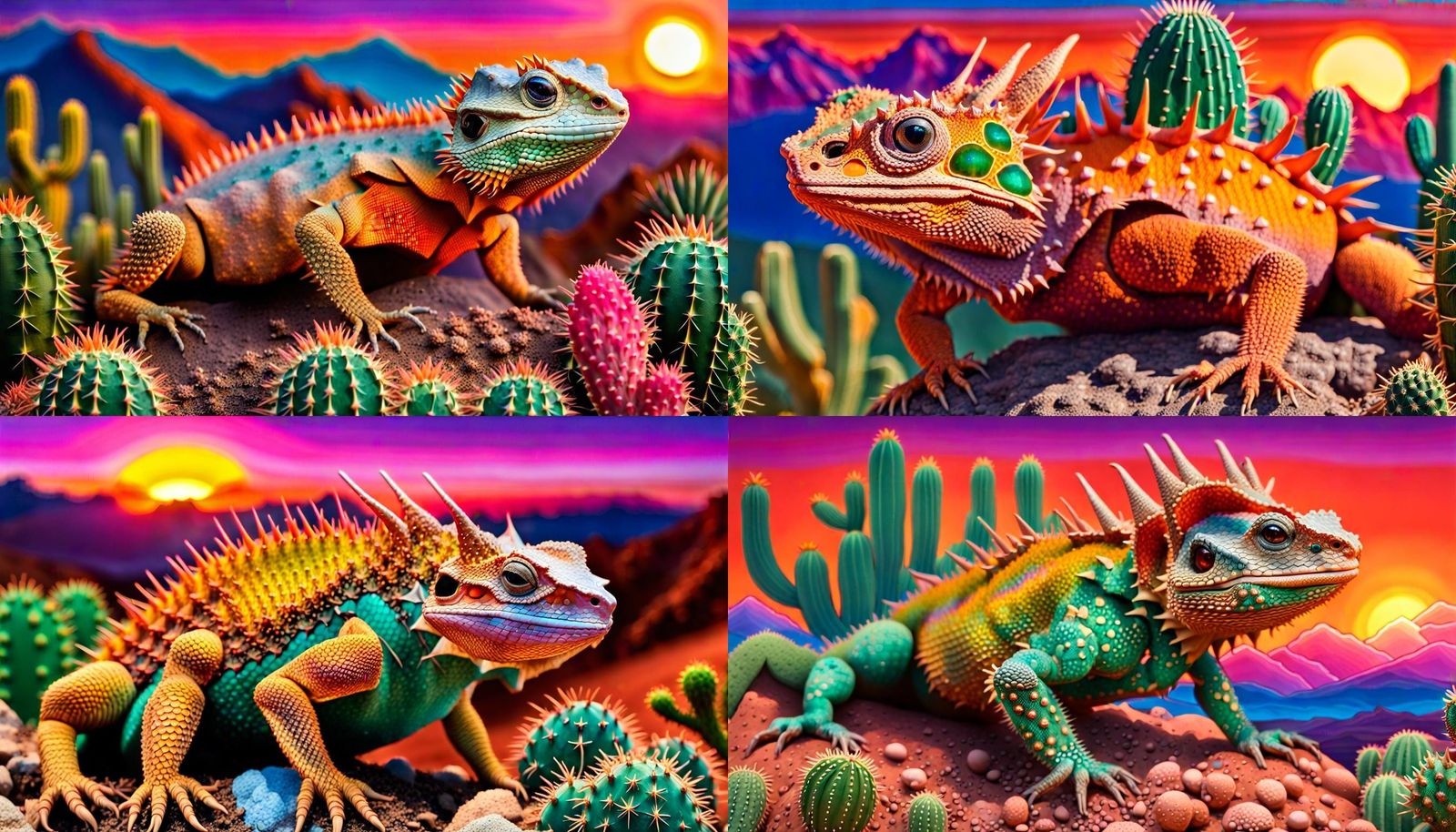 Iridescent Horned Lizard in Desert Sunset