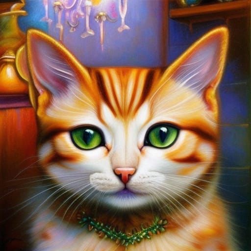 Chibi Cat in Kitchen: Fantasy Art Masterpiece