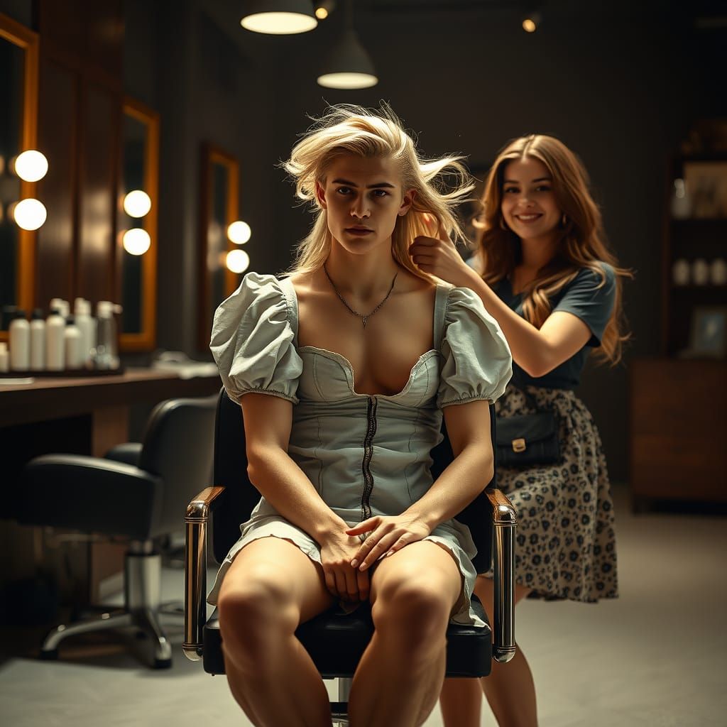 Elegant Salon Portrayal in Vintage Aesthetic