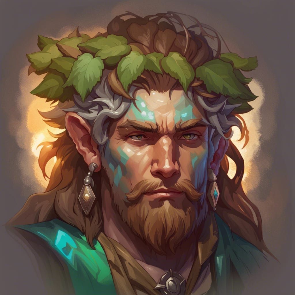 Detailed Portrait of Human Druid in Digital Art Style