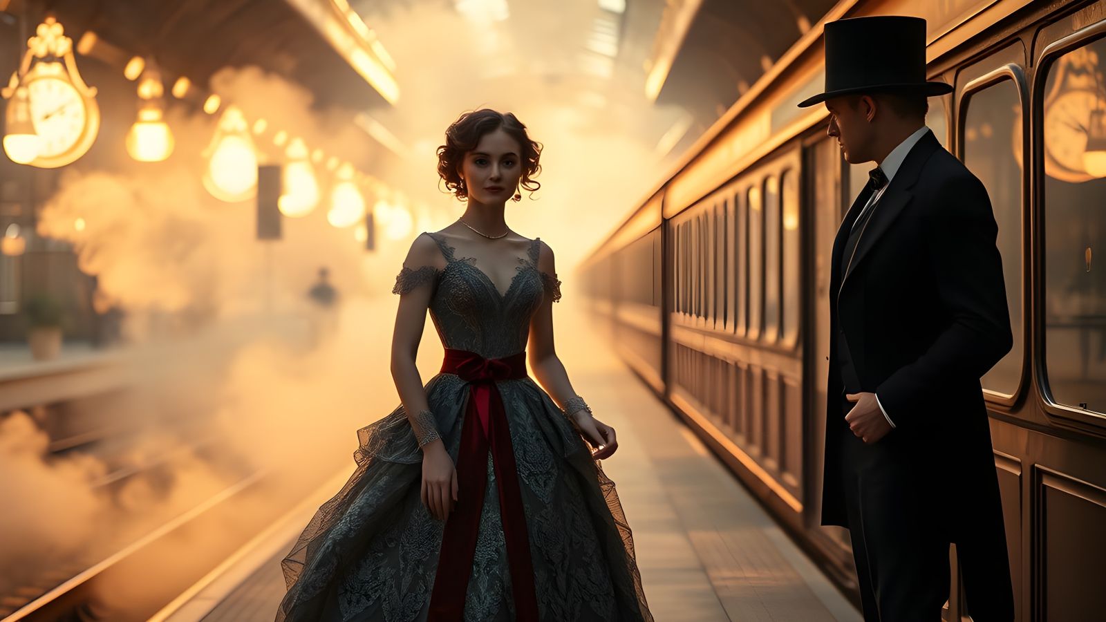 Victorian Music Video Scene in Pre-Raphaelite Style