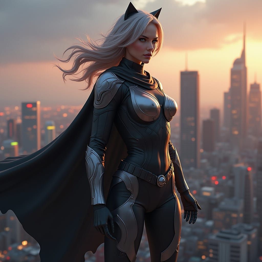 Sleek Female Superhero in Hyperrealistic 4K Art