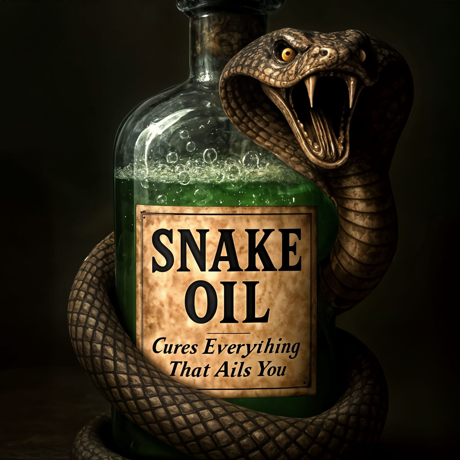 Vintage Potion Bottle with Cobra