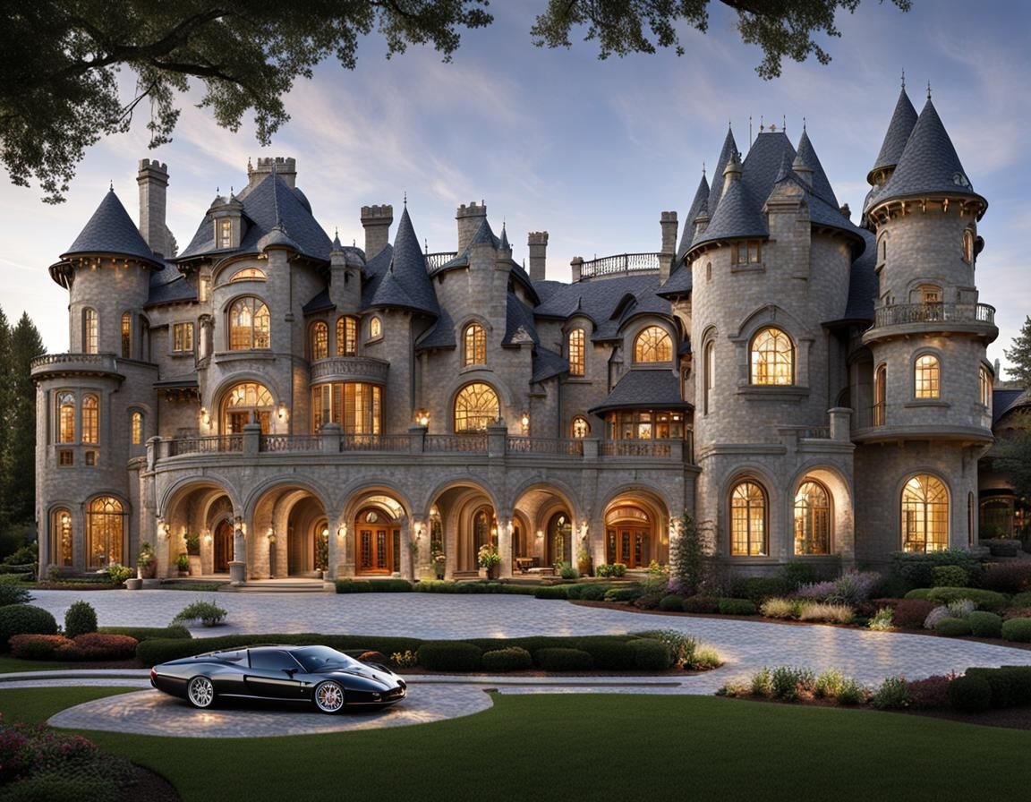 elegant homes of the rich a mansion (castle) style with clas...