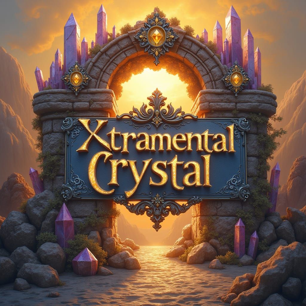 Ornate Crystal Sign in a Mystical Landscape
