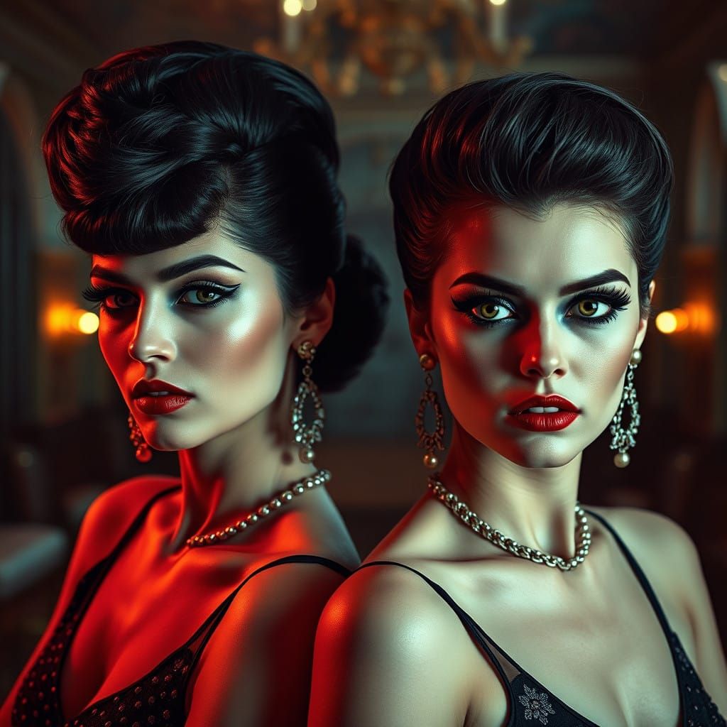 Margot, Kendall, 1960's hairstyle, heavy make-up, black eyeshadow