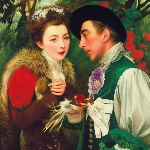 Vampire Hero with Hedgehog and Mouse, in Romanticism Style