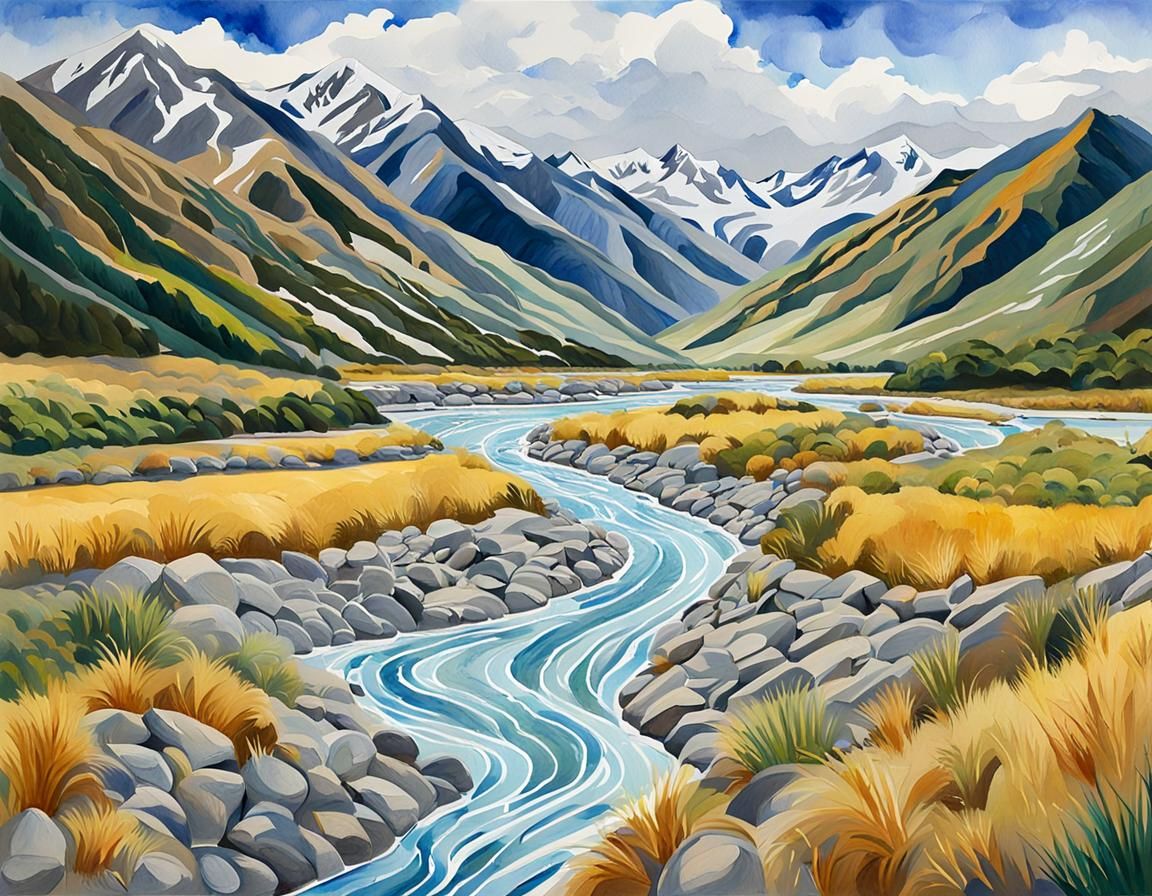 Braided river, South Island New Zealand.