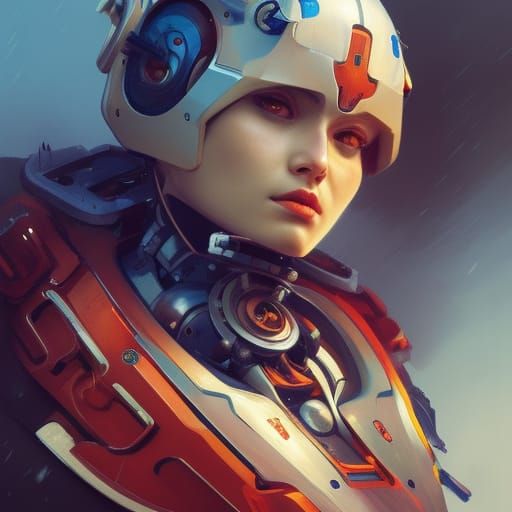 Hyperdetailed Mechs in Motorball Game Portrait
