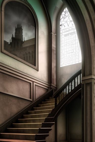 Elegant Art Nouveau Staircase with Window