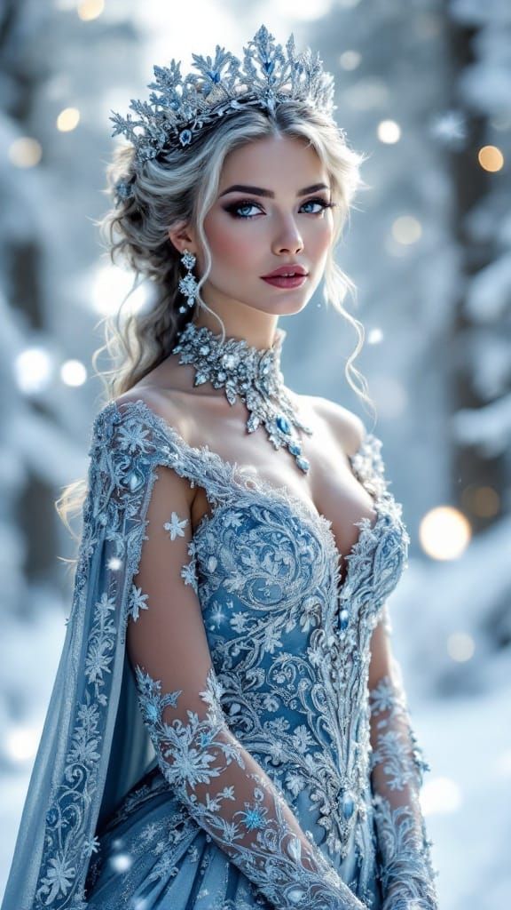 Winter Queen Elegance in Frosty Splendor